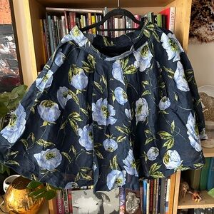 Blue floral linen/cotton summer skirt